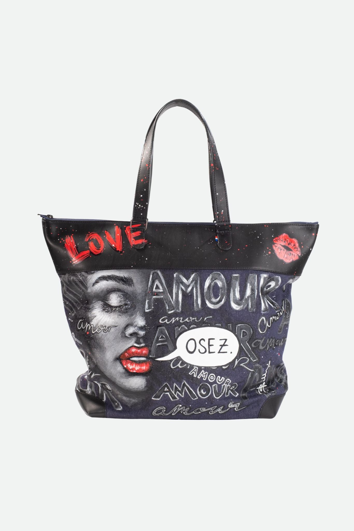 Nodie's Arbella sac week-end cuir et jeans peint