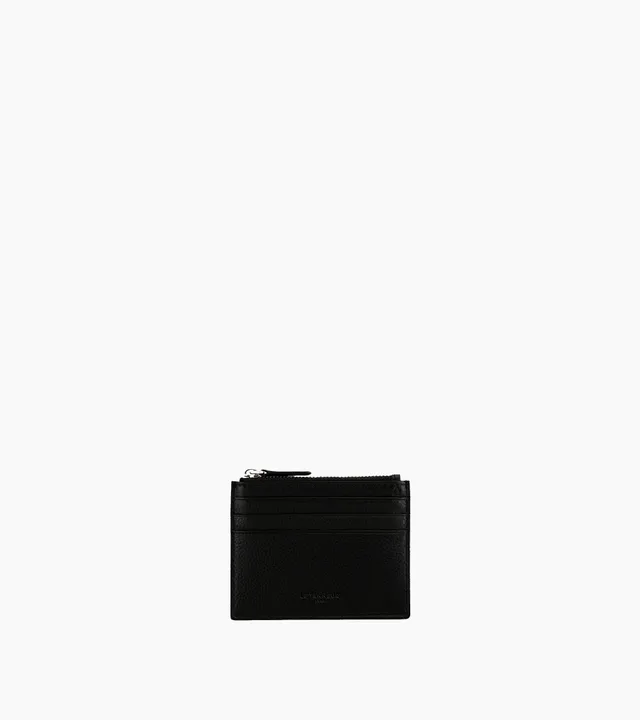 Le Tanneur Charles porte-cartes zippé cuir grainé noir