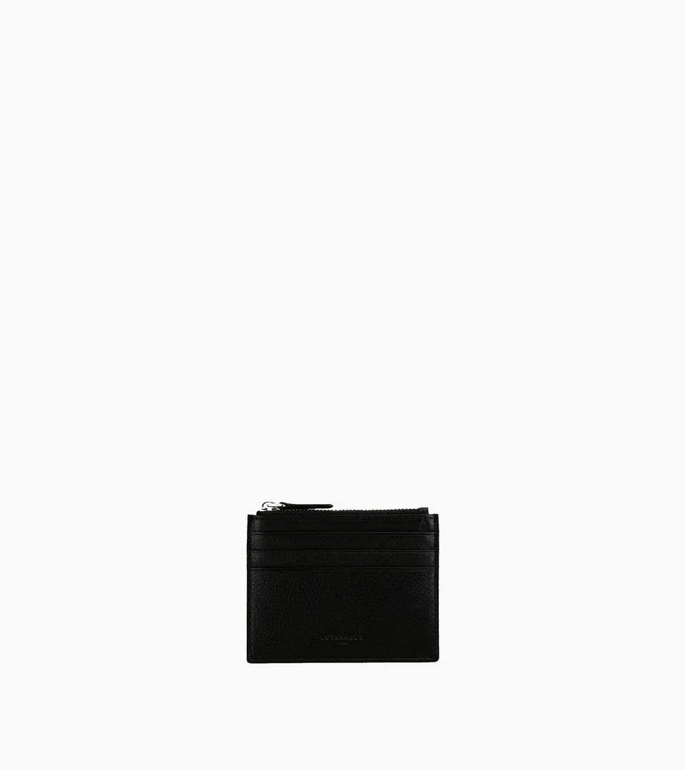 Le Tanneur Charles porte-cartes zippé cuir grainé noir