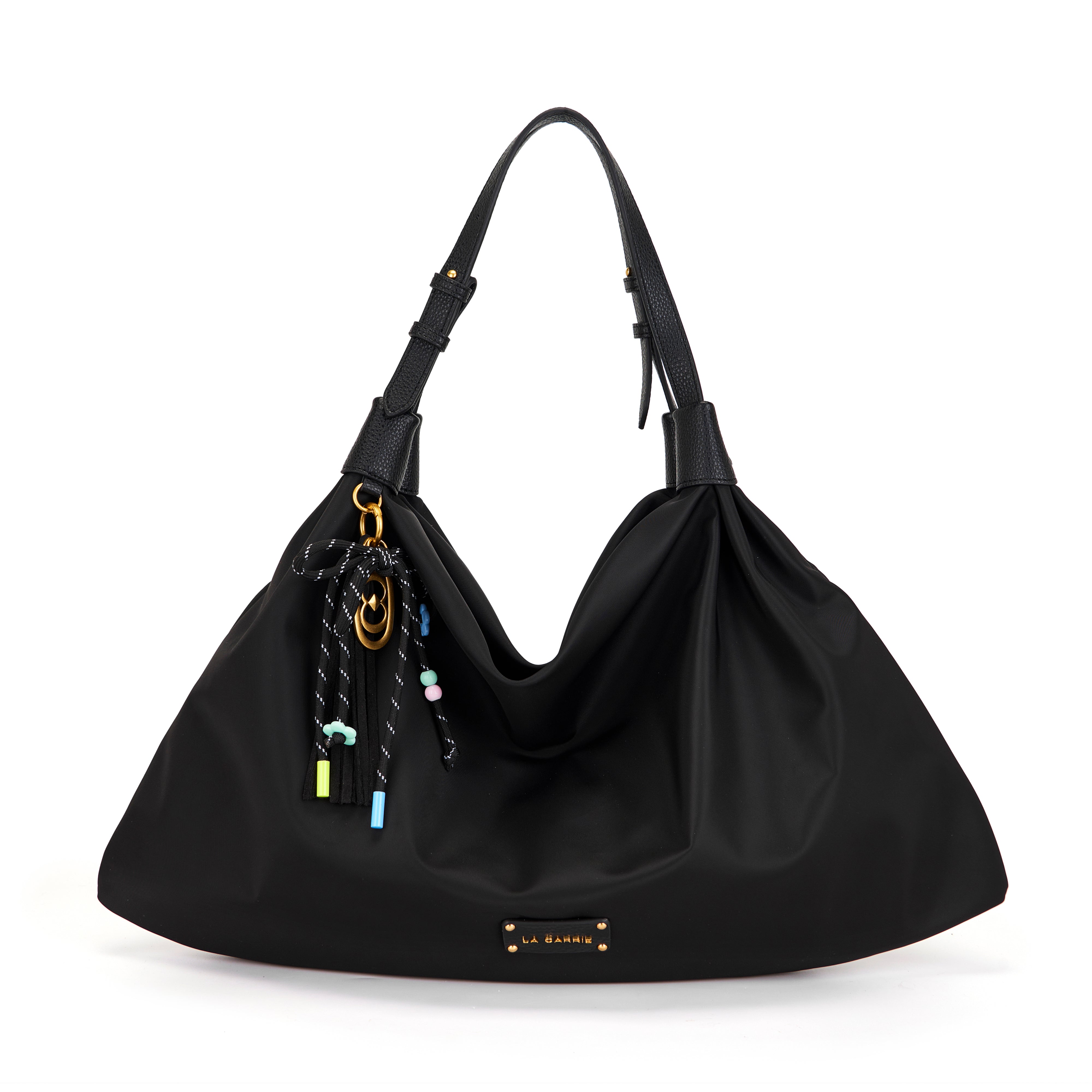 La Carrie Dark Wave sac shopping noir nylon drapé