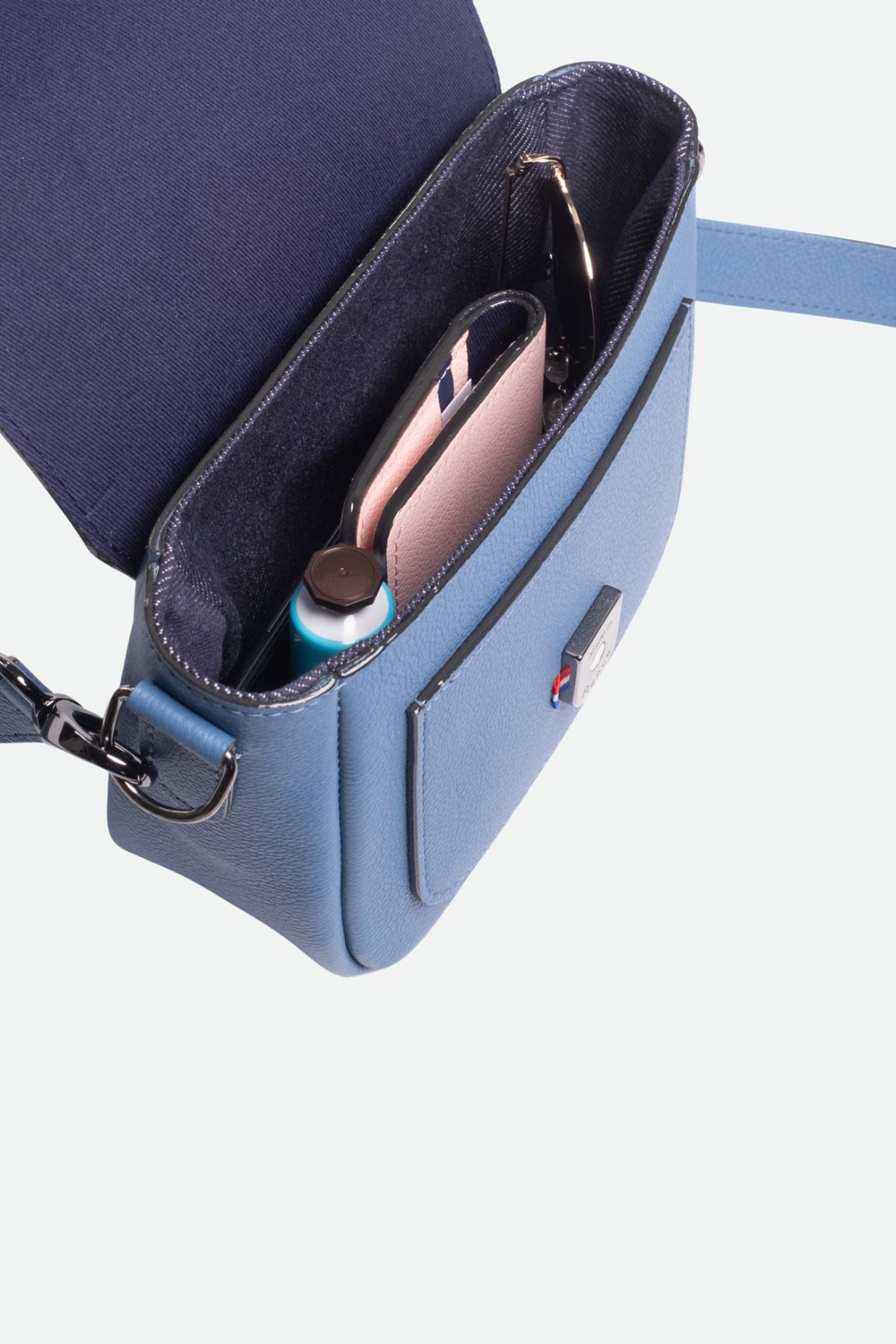 Nodie's Isée mini sac bandoulière bleu denim cuir France