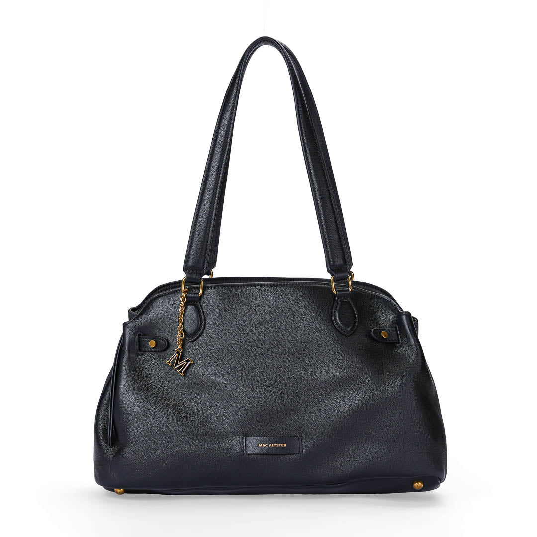MAC ALYSTER Valeria sac shopping cuir Daim Cognac 39 cm