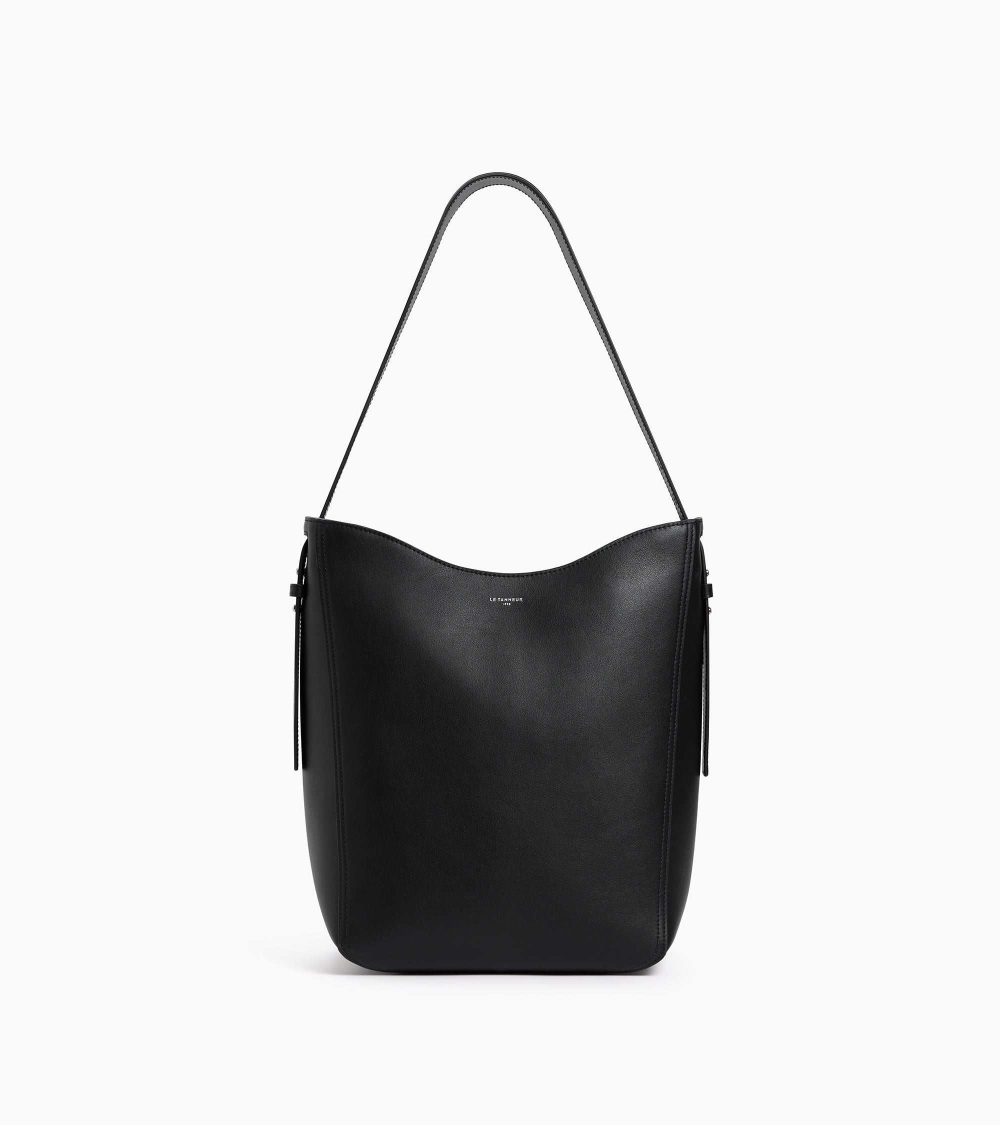 Le Tanneur Céleste sac hobo moyen cuir lisse noir