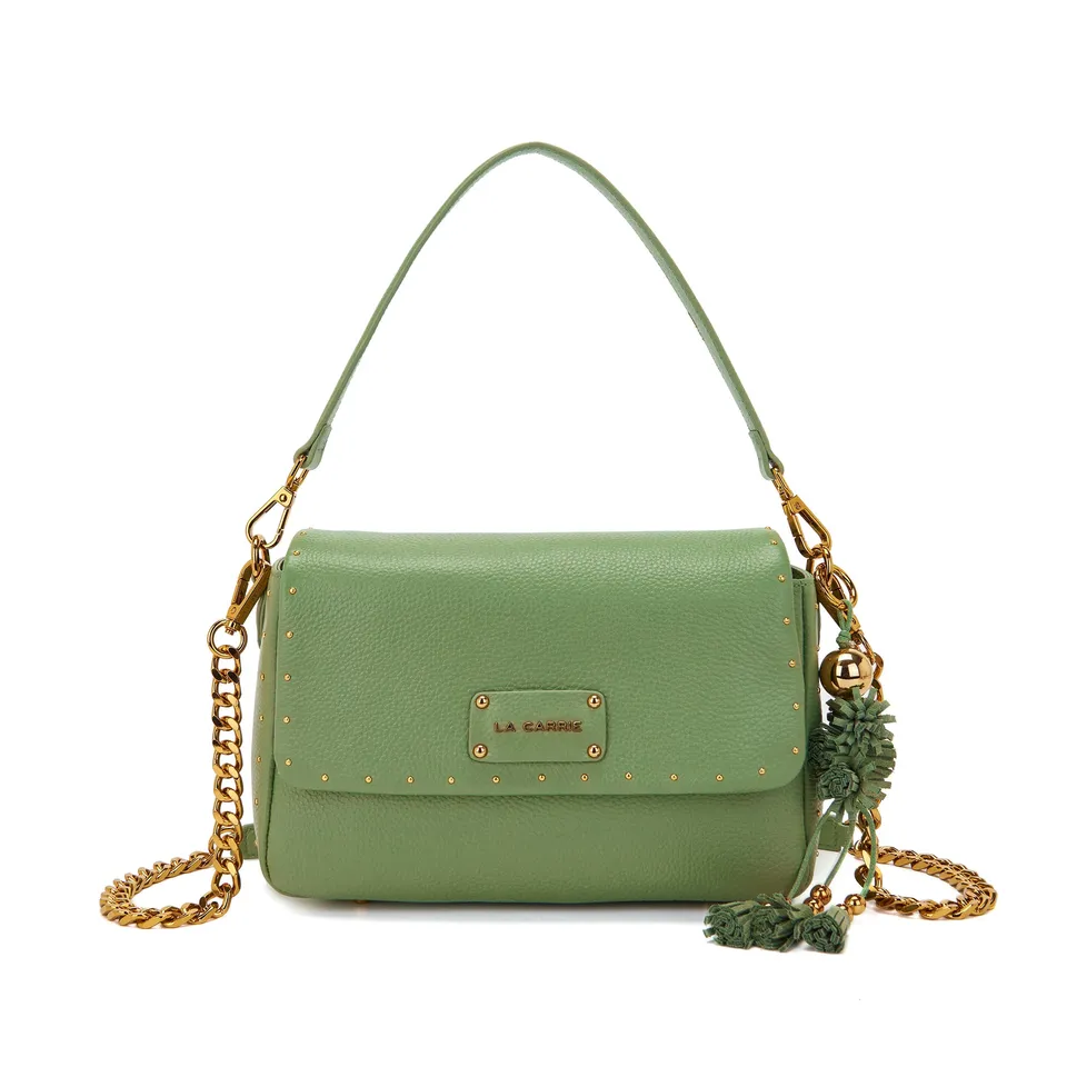 La Carrie Basic sac bandoulière sauge 29,5x12x16 cuir martelé