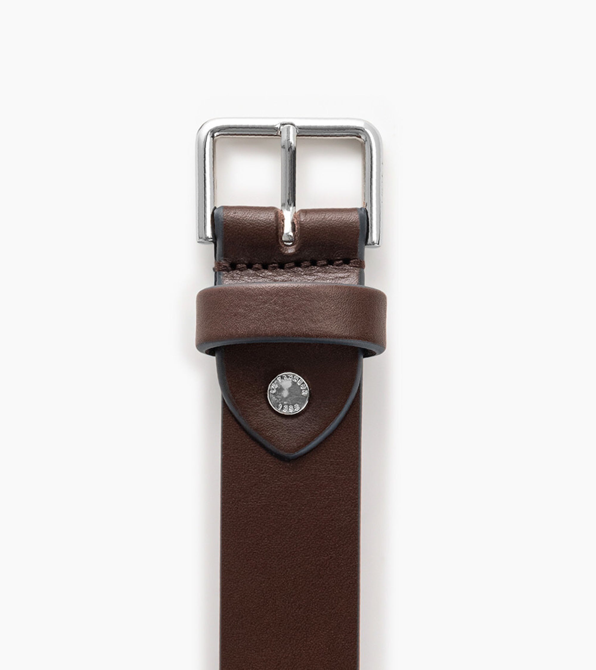 Le Tanneur Ceinture cuir lisse boucle carrée Coffee Brown