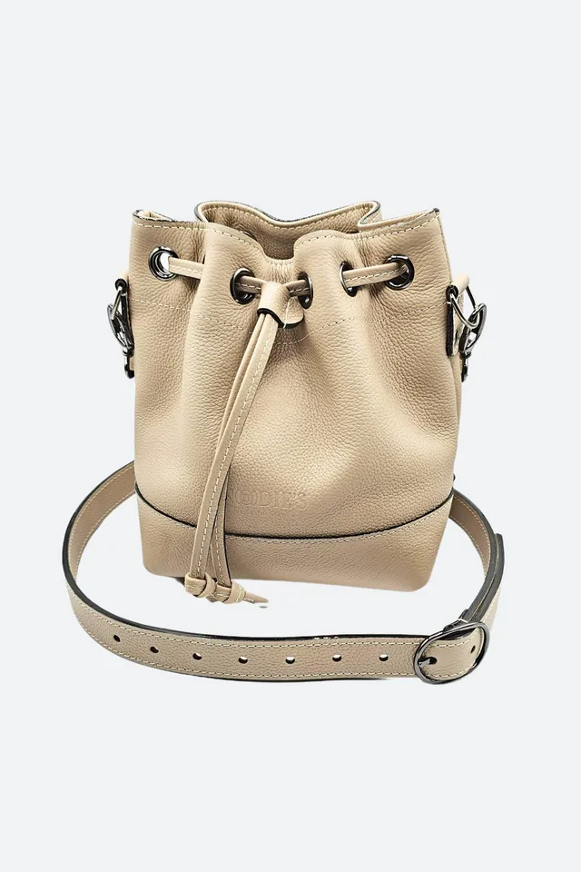 Nodie's Tommy sac seau cuir crème galet grainé