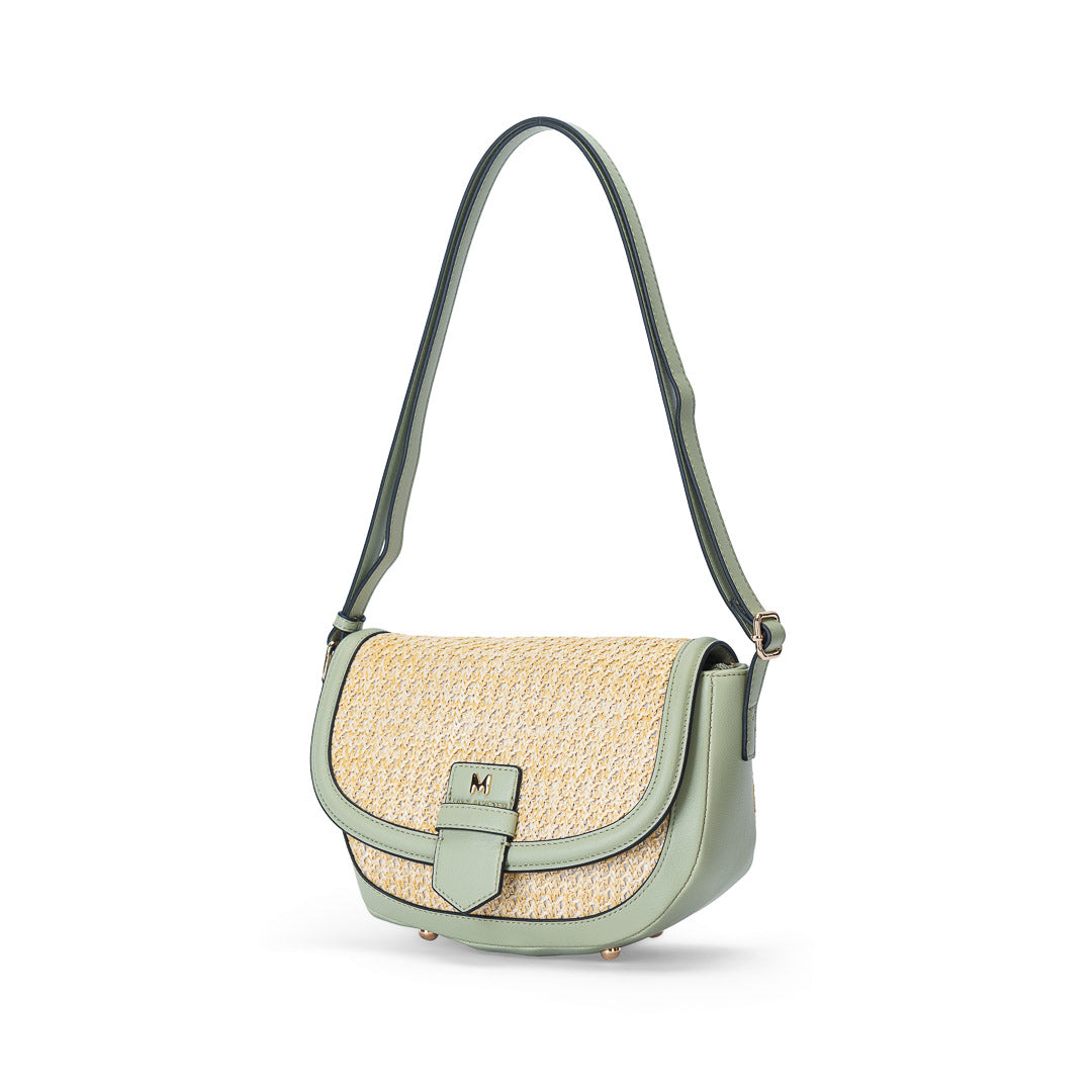 Mac Alyster Venise sac à rabat vert clair raphia